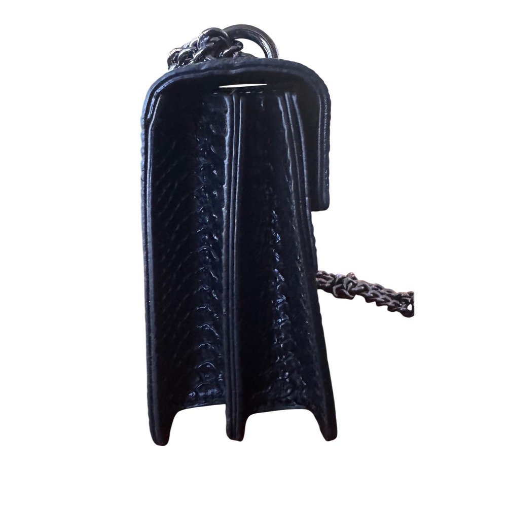 Myhozee Black Snakeskin Embossed Mermaid Buckle Chain Crossbody 
Bag 9.5x6.5x2.5 - Picture 9 of 11